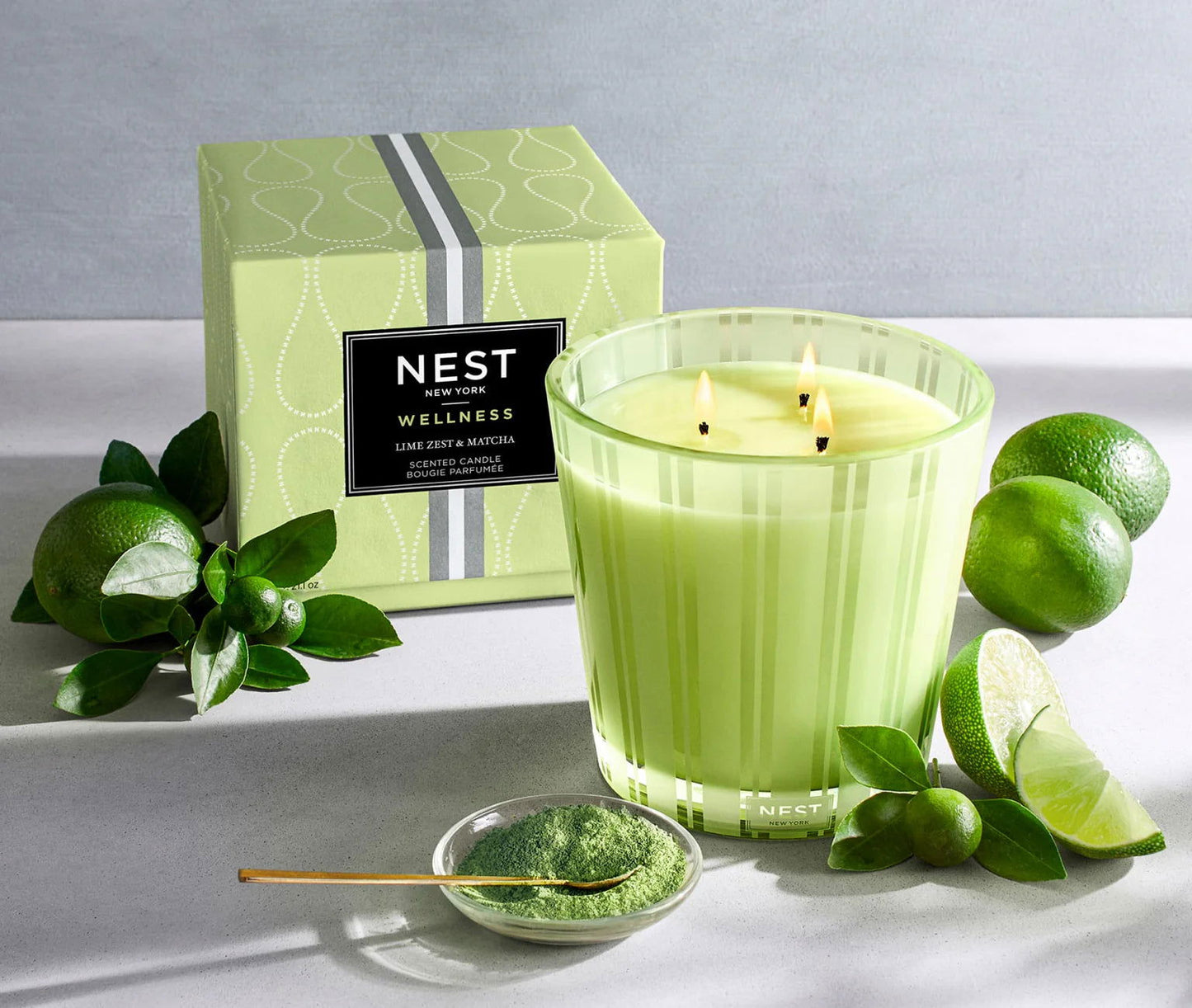 Photo of Lime Zest & Matcha Wellness in a decorative scene, designed by , available at Plumb Gold & Plumb Silver