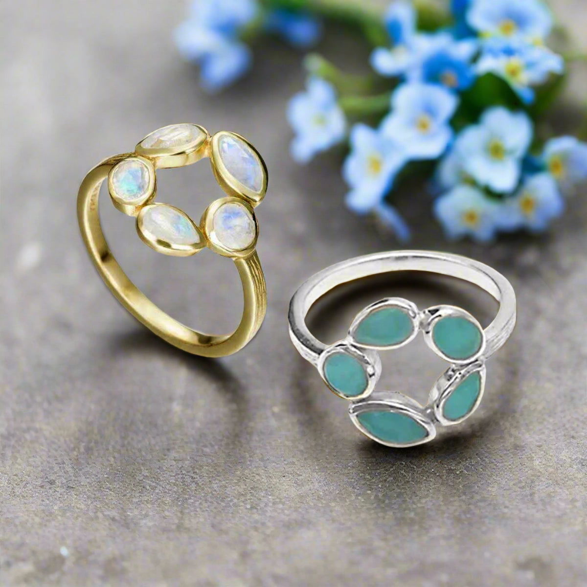 Photo of “Morning” Ring in a decorative scene, designed by , available at Plumb Gold & Plumb Silver
