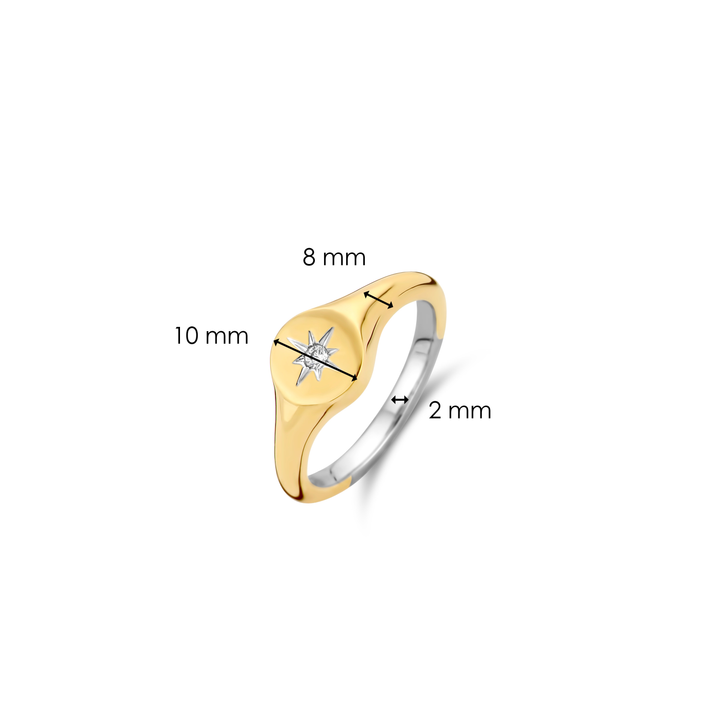 Photo of Nautical Star Signet Ring in a decorative scene, designed by , available at Plumb Gold & Plumb Silver