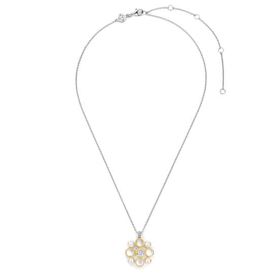 Photo of "Pearl Patchwork" Pendant in a decorative scene, designed by , available at Plumb Gold & Plumb Silver