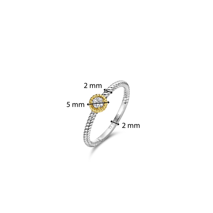 Photo of Rope Ring with Bezel in a decorative scene, designed by , available at Plumb Gold & Plumb Silver