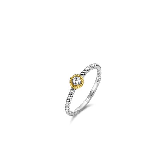 Photo of Rope Ring with Bezel in a decorative scene, designed by , available at Plumb Gold & Plumb Silver