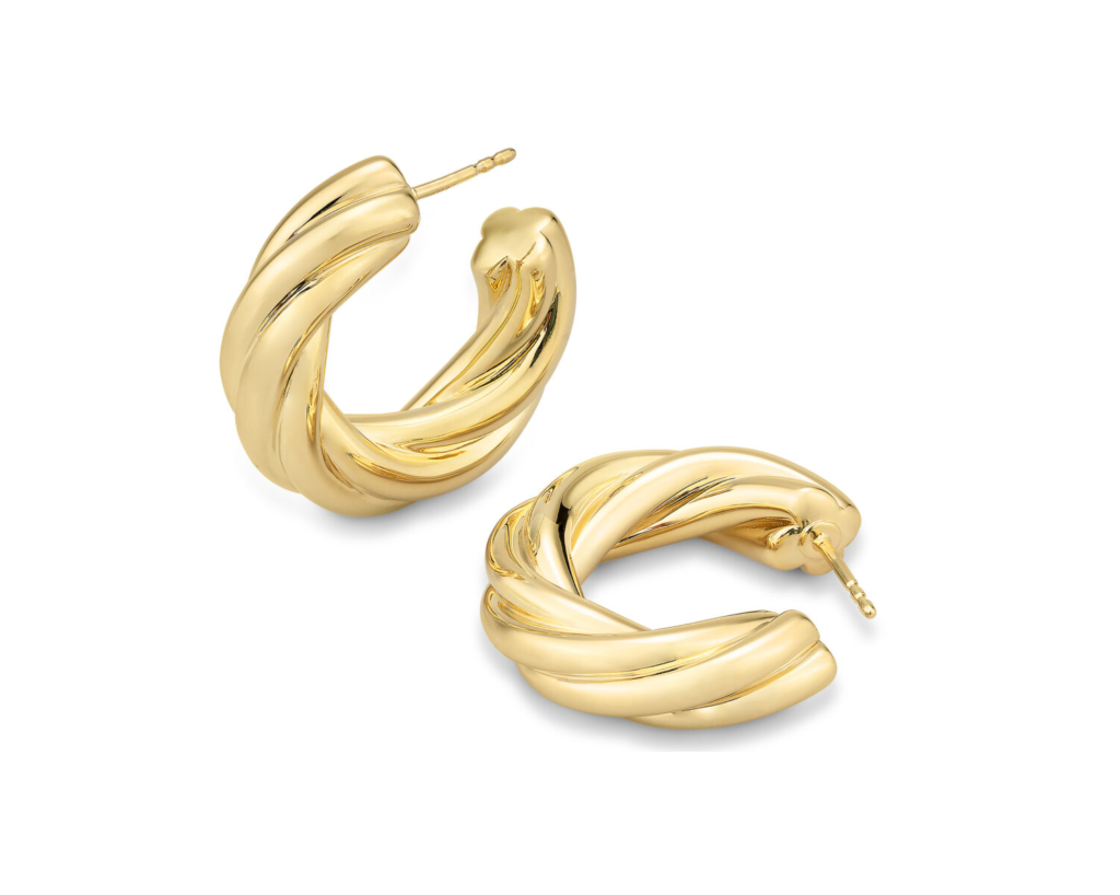 Photo of Thick Twisted Hoop in a decorative scene, designed by , available at Plumb Gold & Plumb Silver