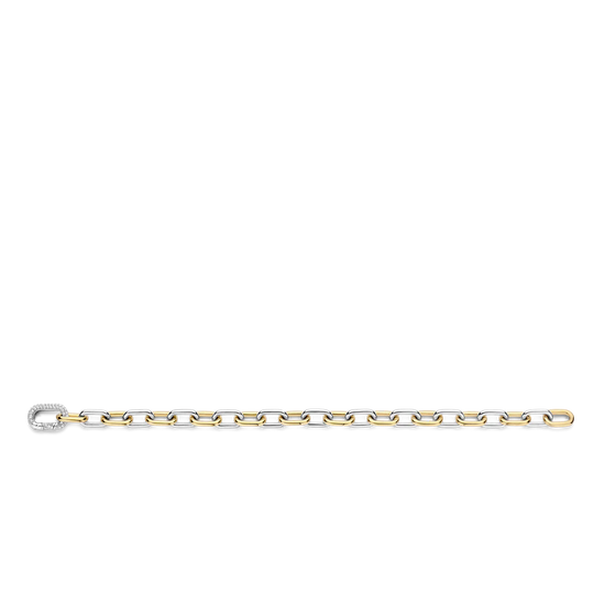 Photo of Two Tone Cable Bracelet in a decorative scene, designed by -, available at Plumb Gold & Plumb Silver