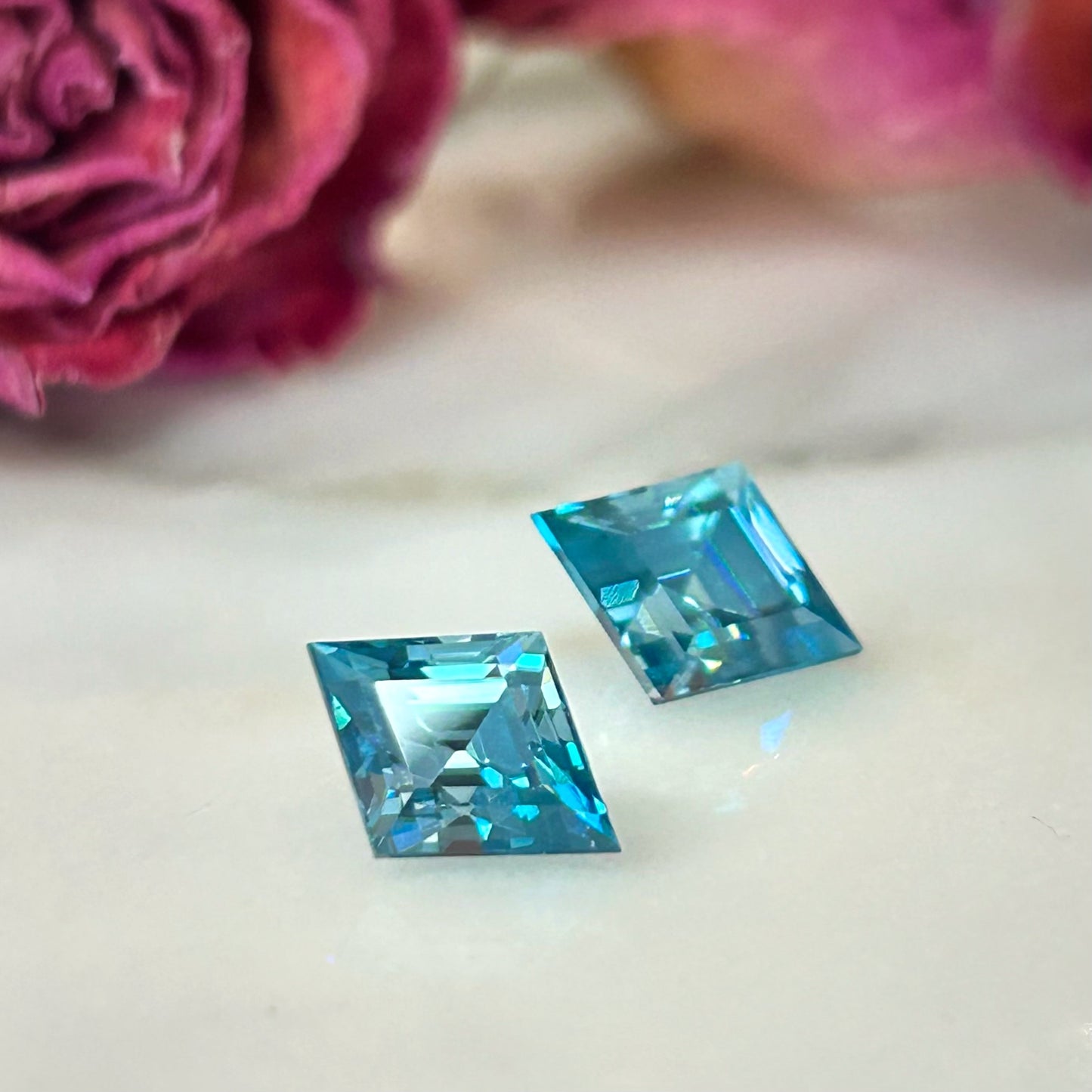 Blue Zircon Kite Pair 5.09ctw