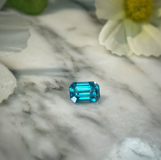 Emerald Cut Blue Zircon 5.83ct