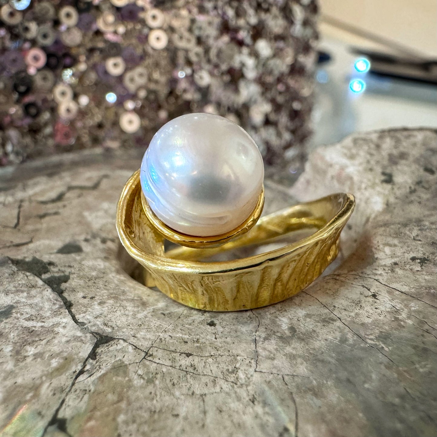 "Seaweed" Pearl Ring