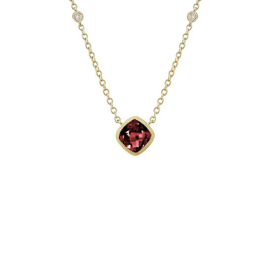 Checkerboard Gemstone Bezel Necklace