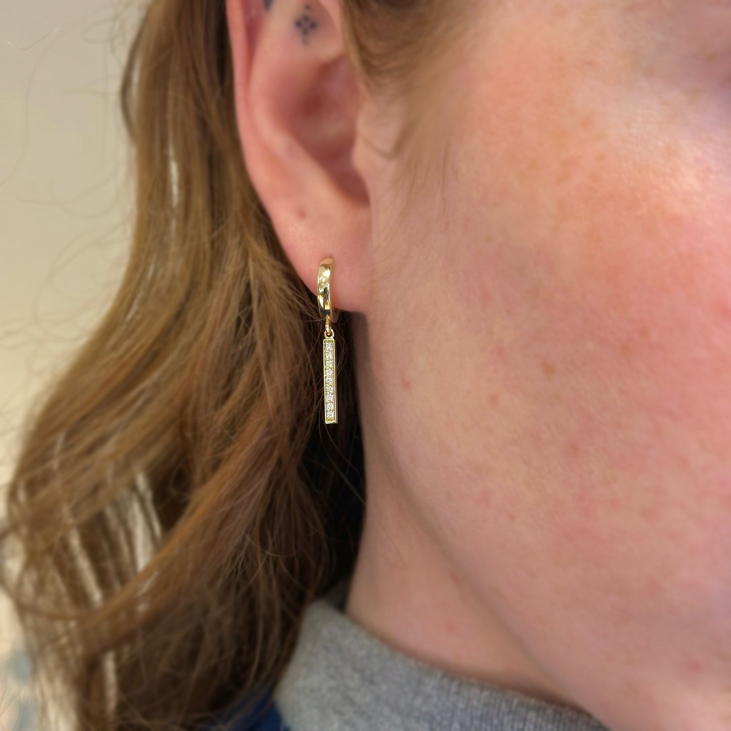 Diamond Line Hoop Dangles