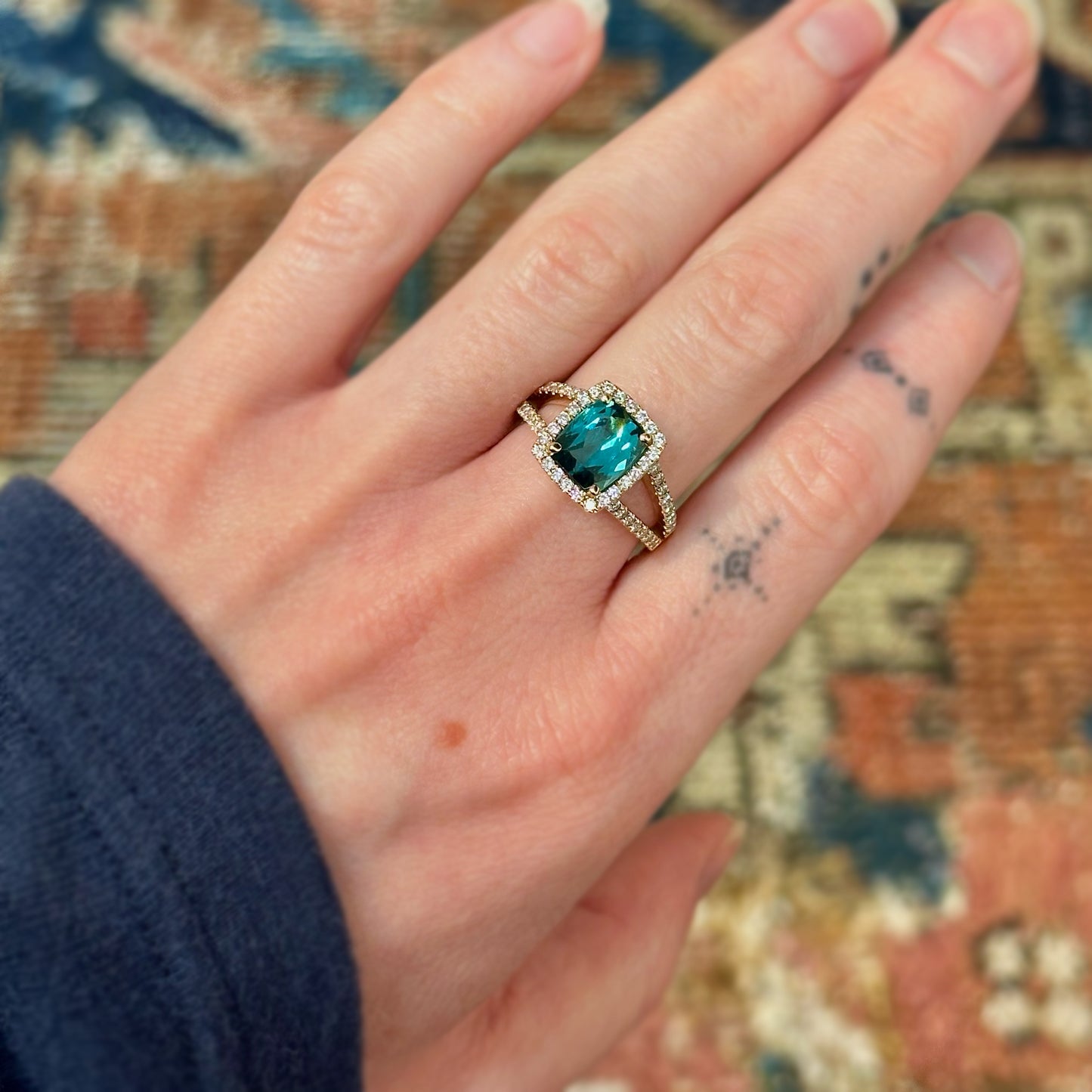 Teal Tourmaline Ring