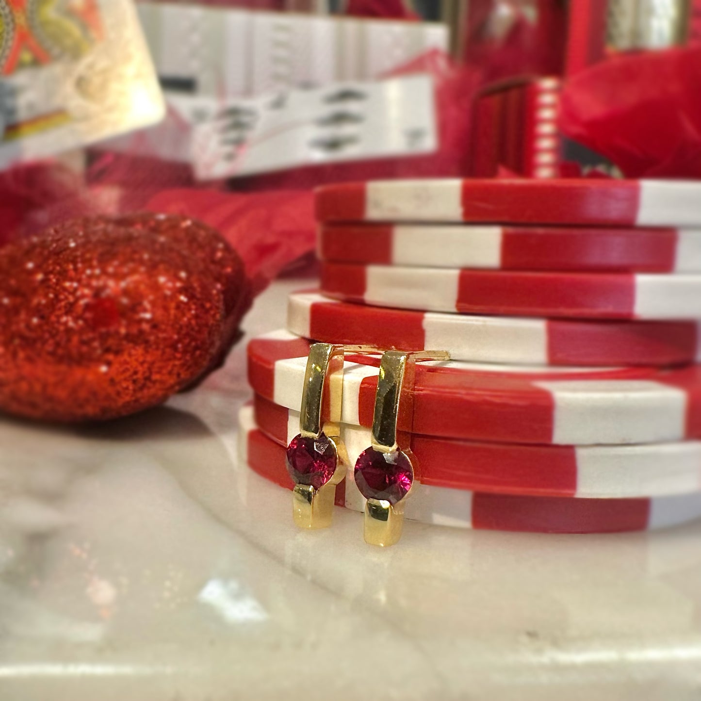 Ruby Bar Earring