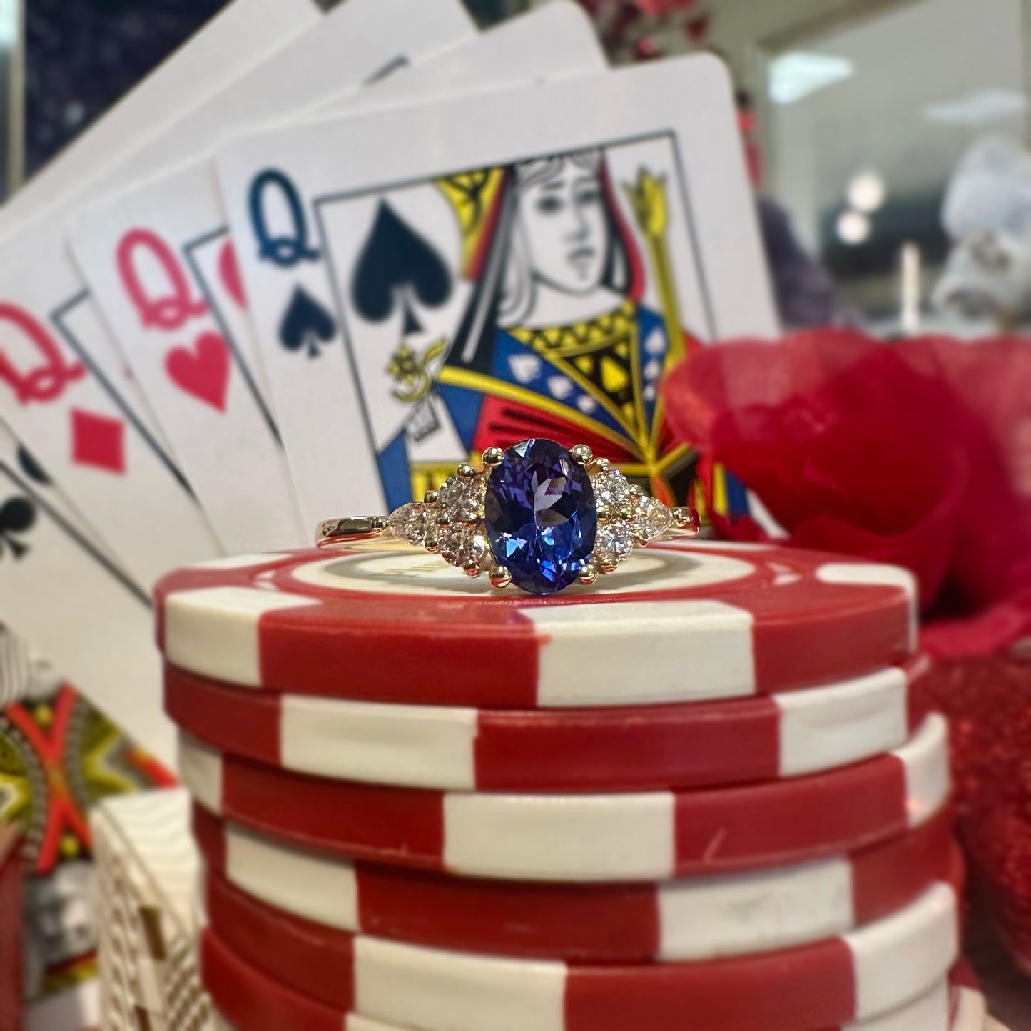 Oval Tanzanite and Diamond Ring
