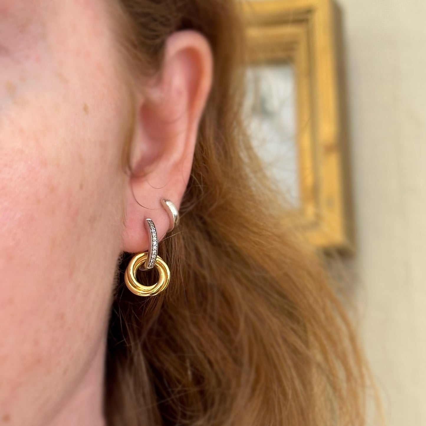 Cz and Twist Double Hoop