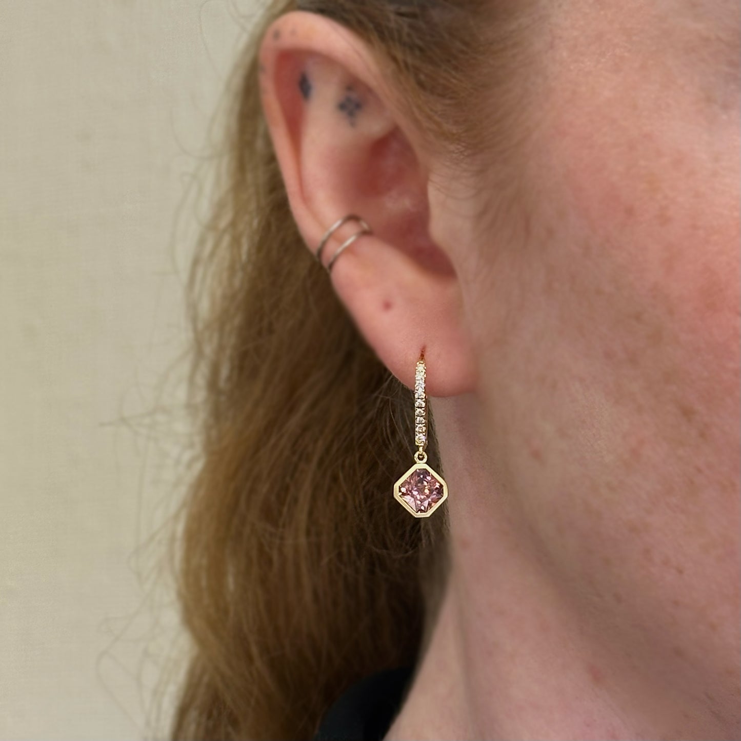 Diamond and Rose Zircon Dangles