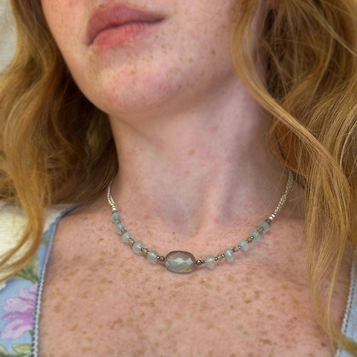 Mixed Gemstone Beaded Chain Necklace