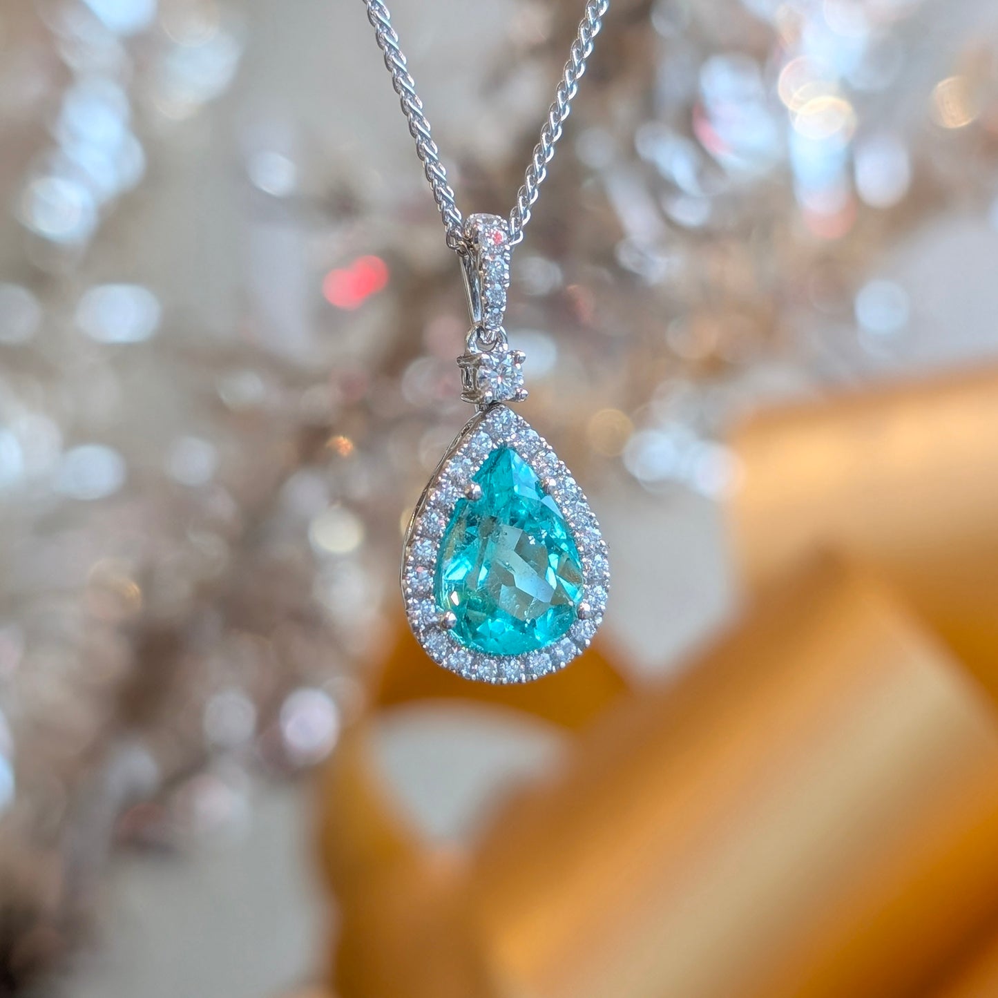 Pear Emerald Halo Pendant