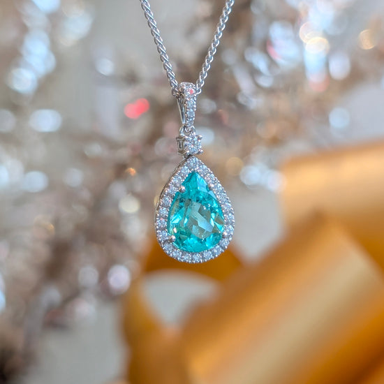 Pear Emerald Halo Pendant