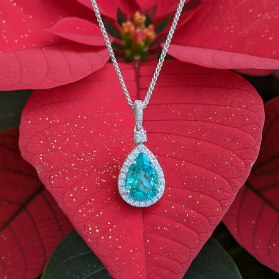 Pear Emerald Halo Pendant