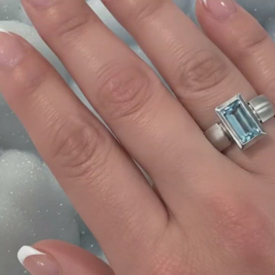 Load and play video in Gallery viewer, Blue Topaz Baguette Ring
