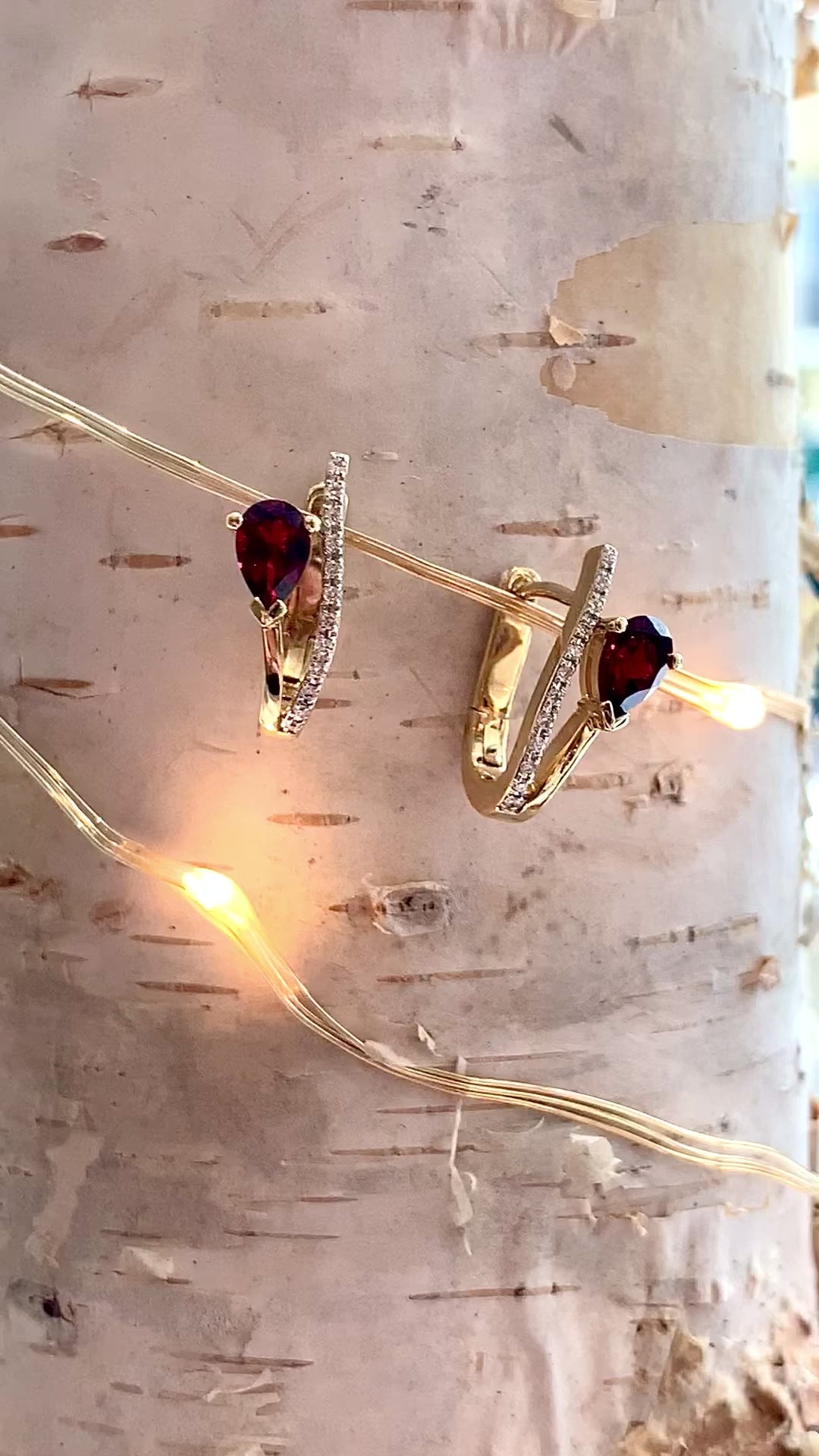 Load and play video in Gallery viewer, Red Garnet Swoop Hoops

