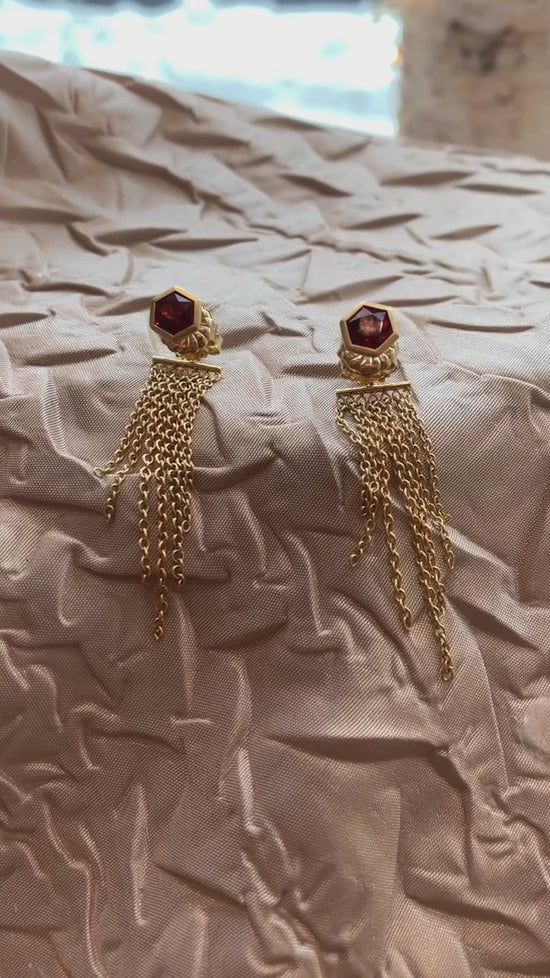 Load and play video in Gallery viewer, Red Garnet Hex Studs
