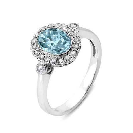 Aquamarine Diamond Ring