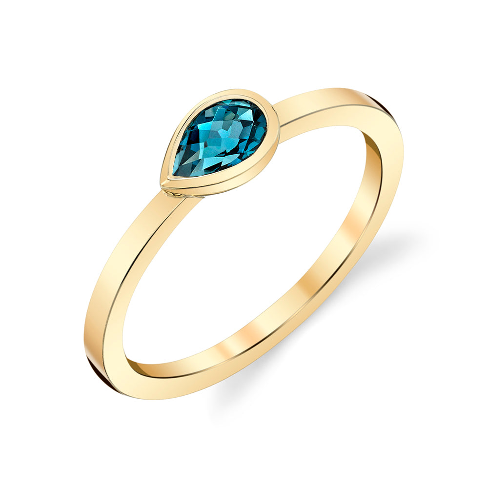 Horizontal Pear Topaz Ring