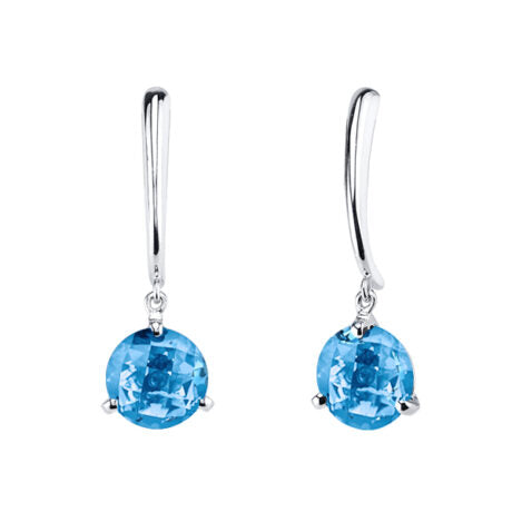 Blue Topaz Checkerboard Dangles