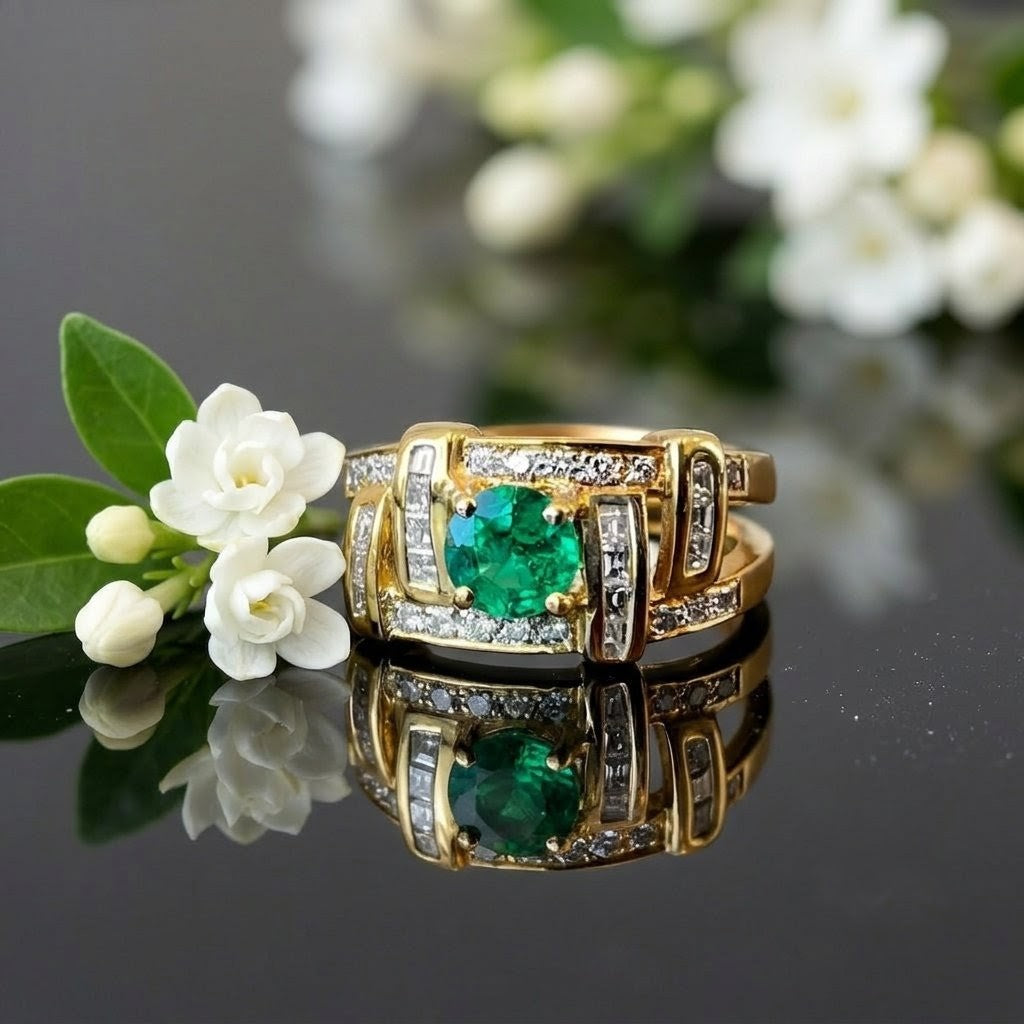 Emerald and Diamond Ring