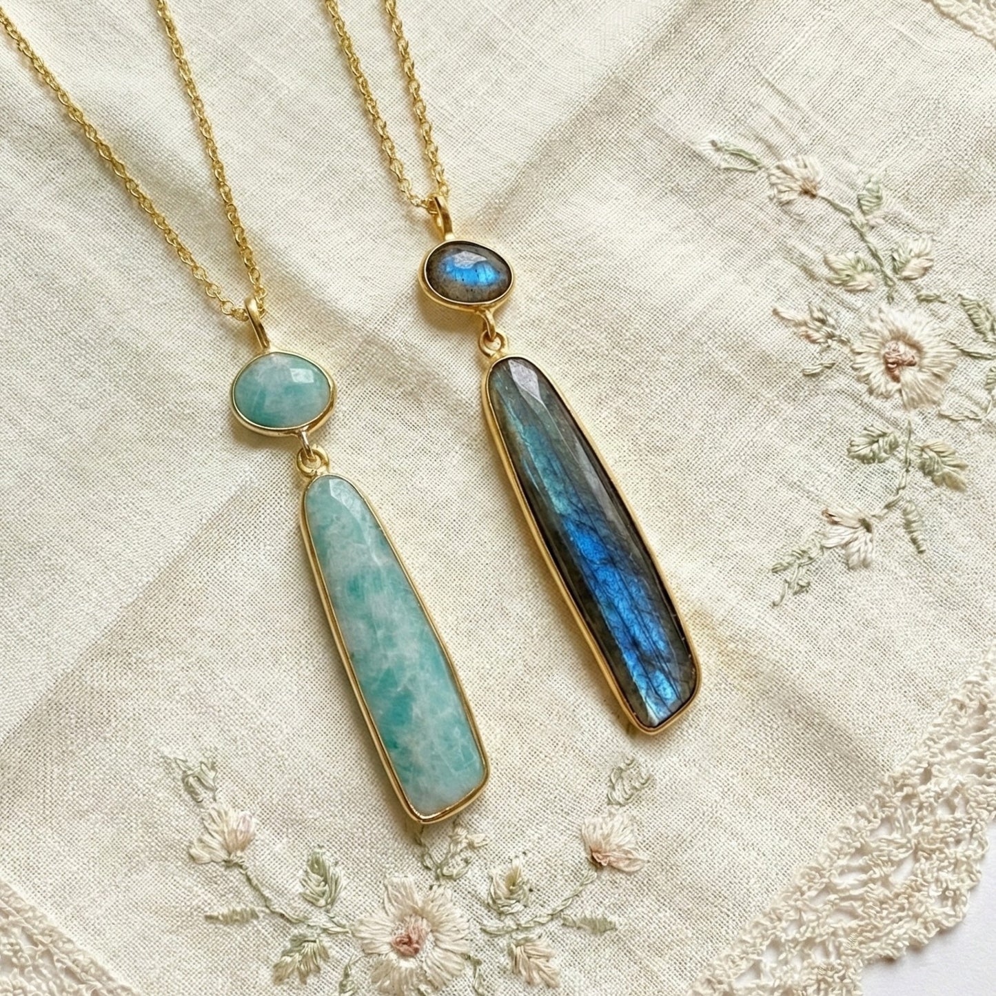 "Atlas" Two Stone Drop Pendant