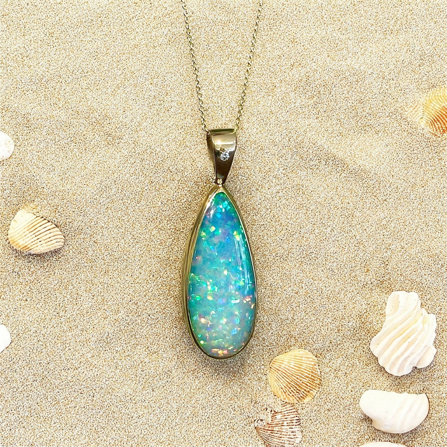 Long Opal Drop Pendant