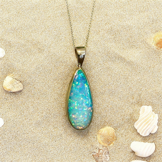 Long Opal Drop Pendant