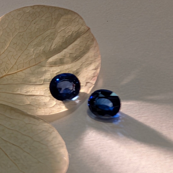 Blue Sapphire Oval Pair,  2=0.64ct