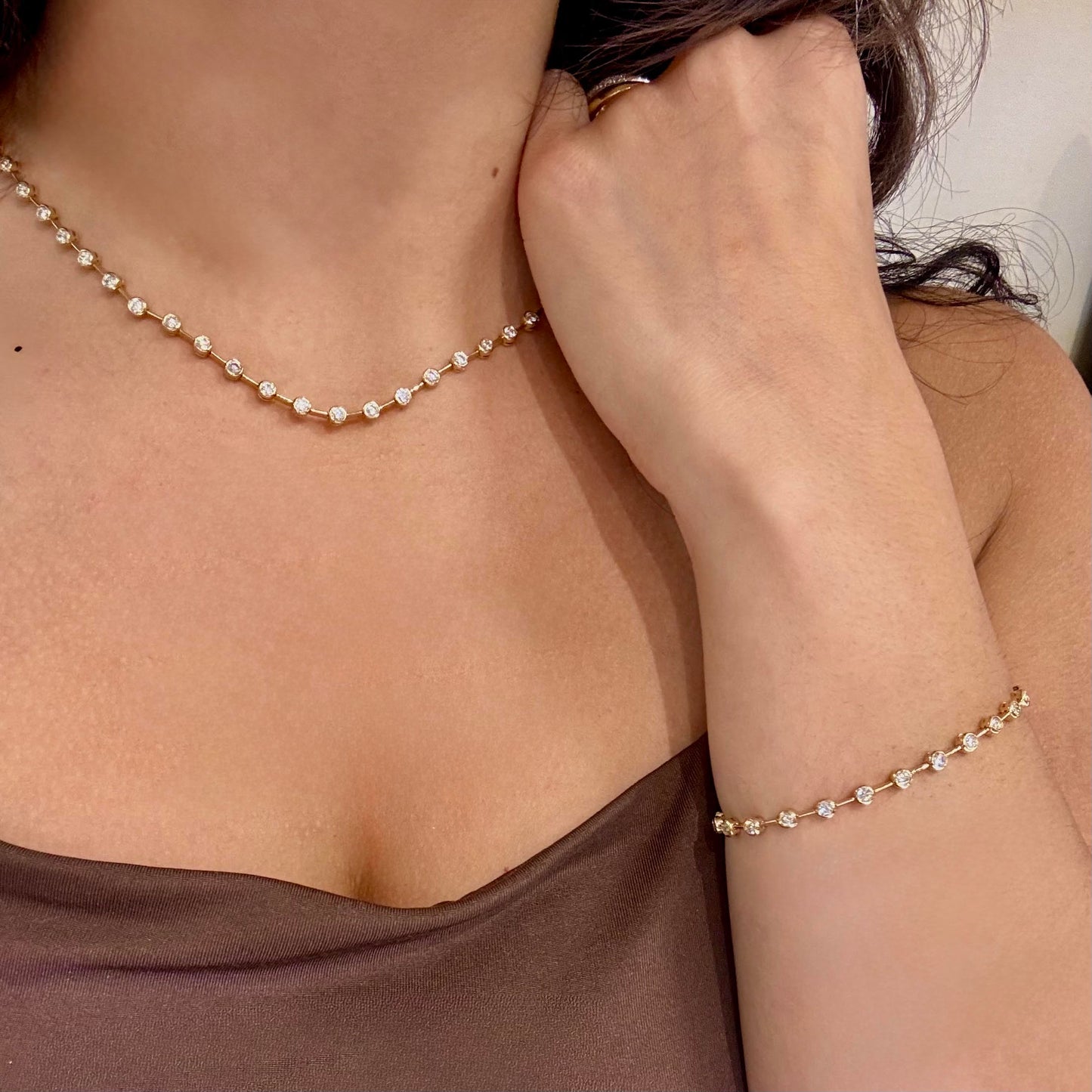 Bezel Bar Tennis Necklace