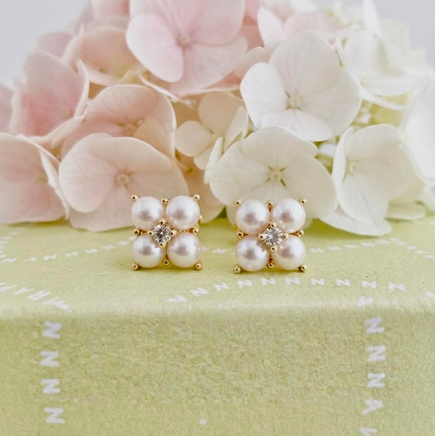 Pearl and Diamond Earrings